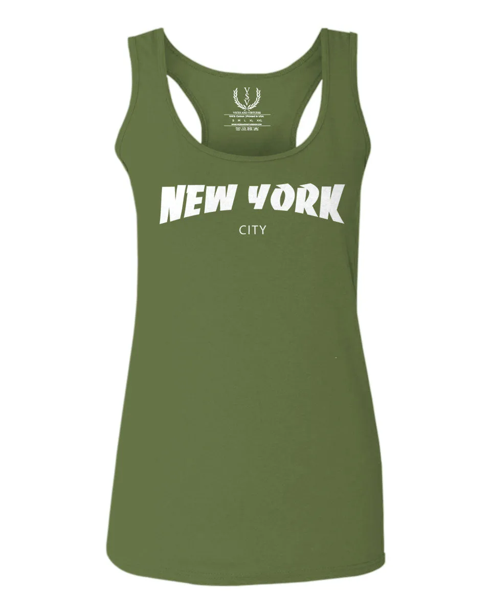 Cool Skateboarding New York City Fonts Good Vibe Graphic  women's Tank Top sleeveless Racerback
