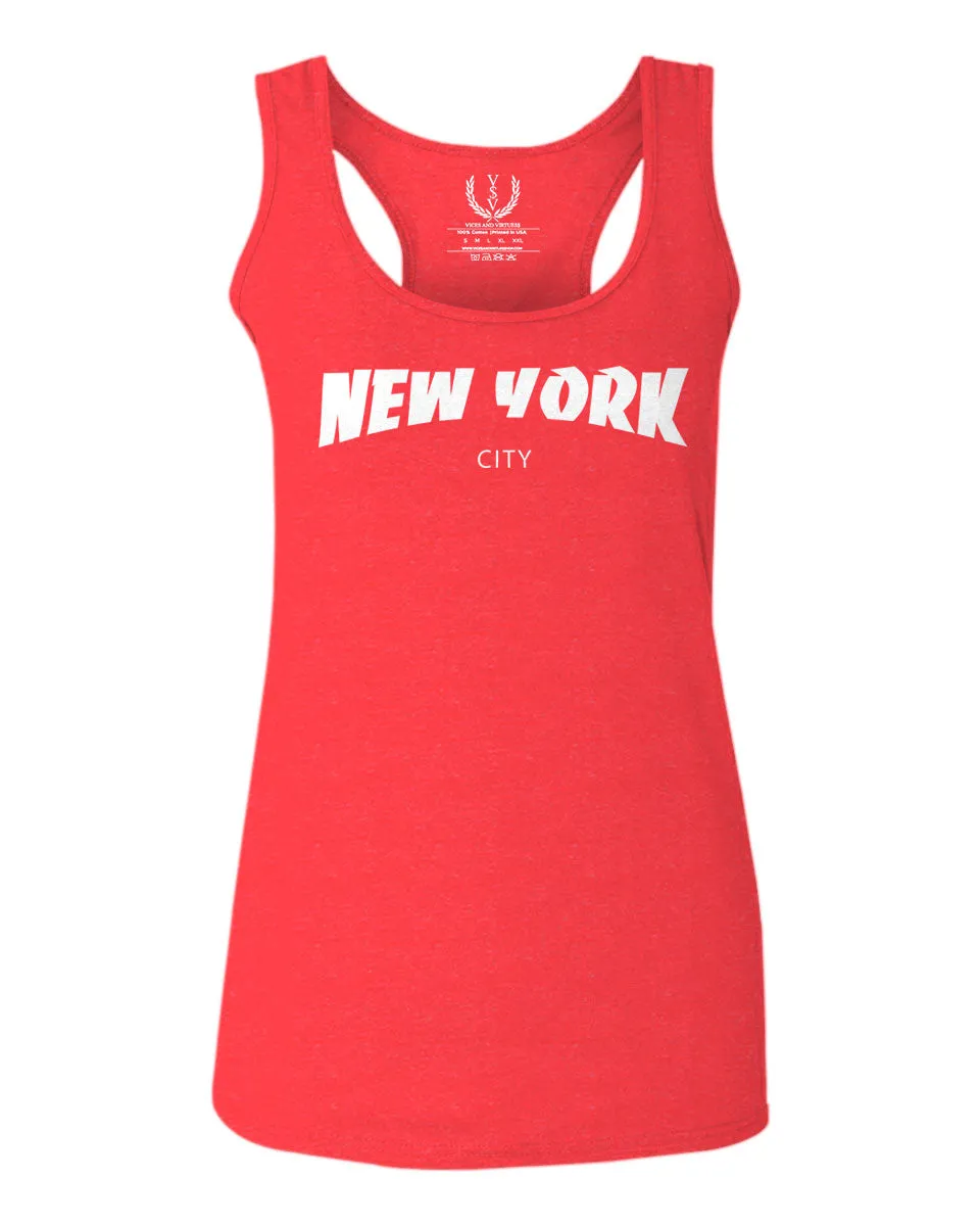 Cool Skateboarding New York City Fonts Good Vibe Graphic  women's Tank Top sleeveless Racerback