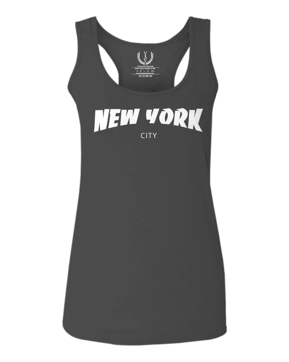 Cool Skateboarding New York City Fonts Good Vibe Graphic  women's Tank Top sleeveless Racerback