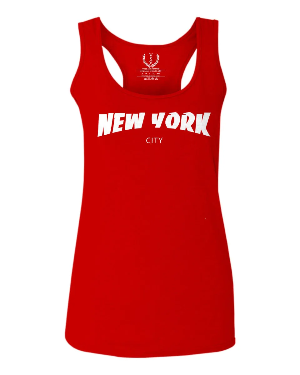 Cool Skateboarding New York City Fonts Good Vibe Graphic  women's Tank Top sleeveless Racerback