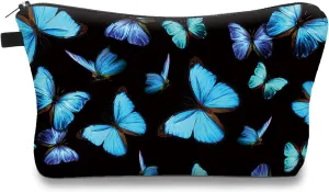 Cosmetic Bags for Women Small Blue Butterfly Makeup Bag for Purse Travel Toiletry Bag Accessories Organizer Zipper Pouch Travel Essentials Gift Idea (NR40214)