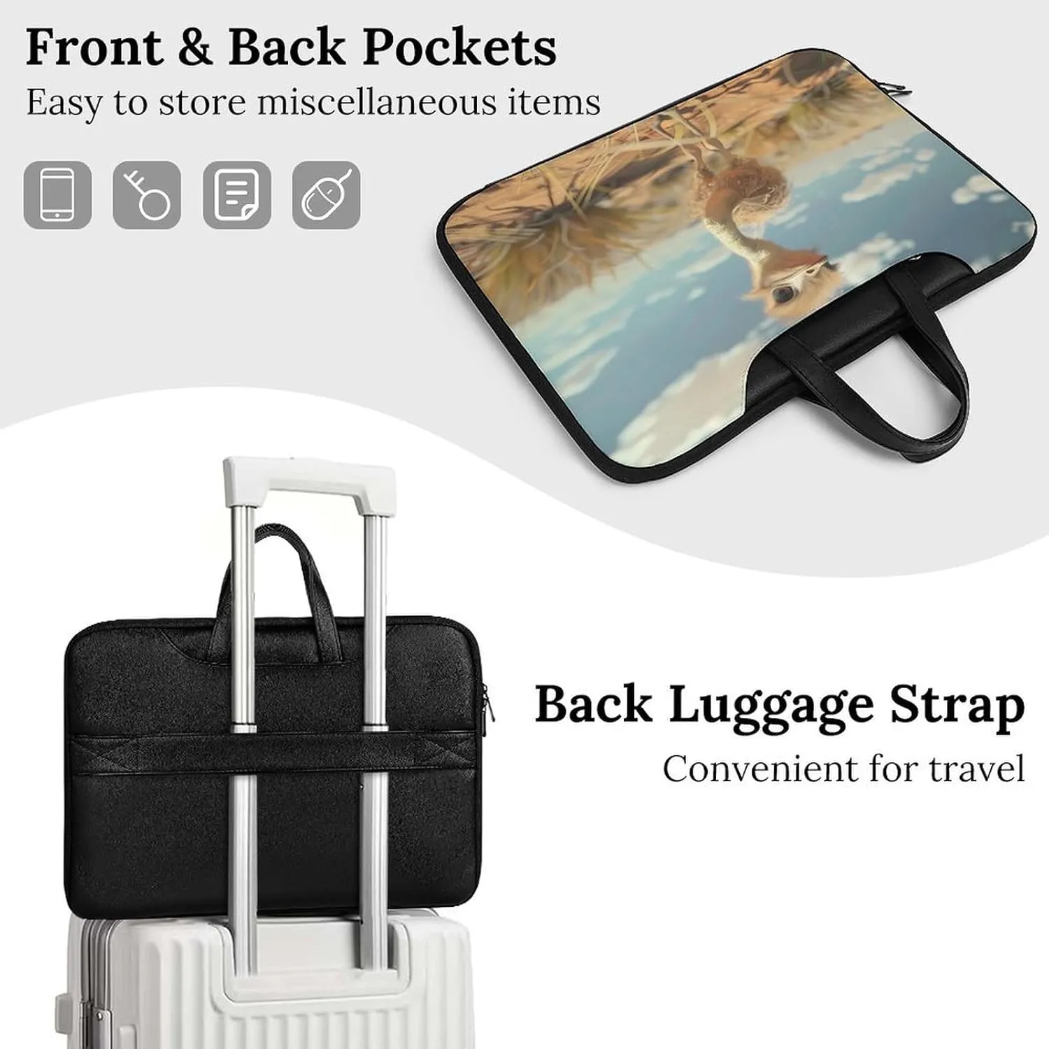 Cute Ostrich Laptop Tote Bag Waterproof Computer Carrying Case Business Office Briefcase