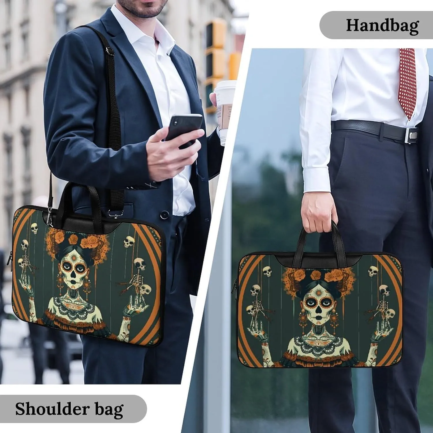 Dia De Los Muertos Marionettes Laptop Tote Bag Waterproof Computer Carrying Case Business Office Briefcase