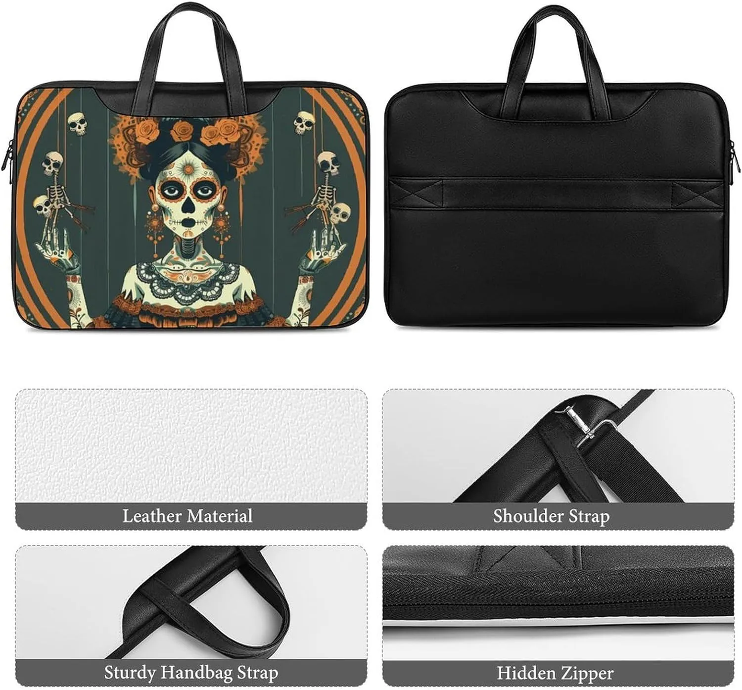 Dia De Los Muertos Marionettes Laptop Tote Bag Waterproof Computer Carrying Case Business Office Briefcase