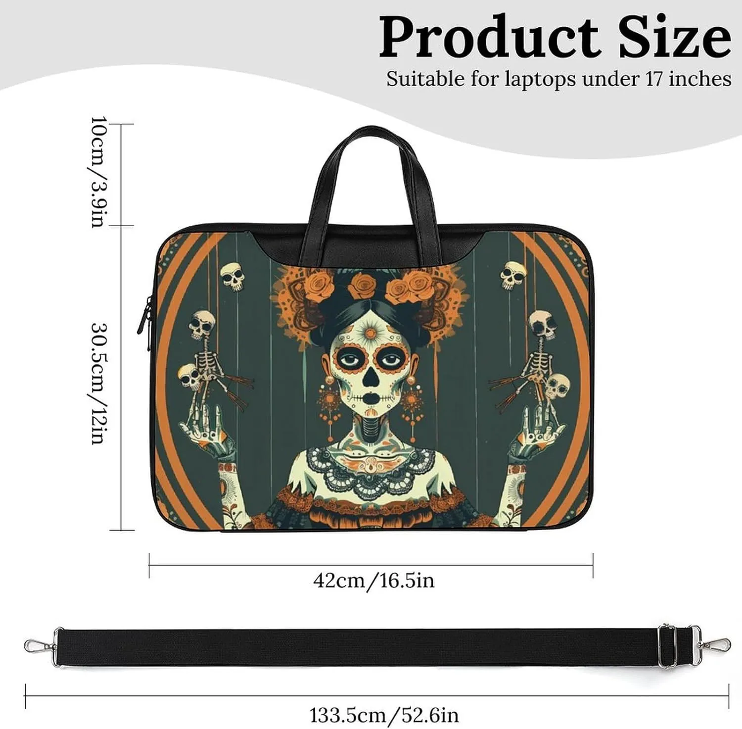 Dia De Los Muertos Marionettes Laptop Tote Bag Waterproof Computer Carrying Case Business Office Briefcase
