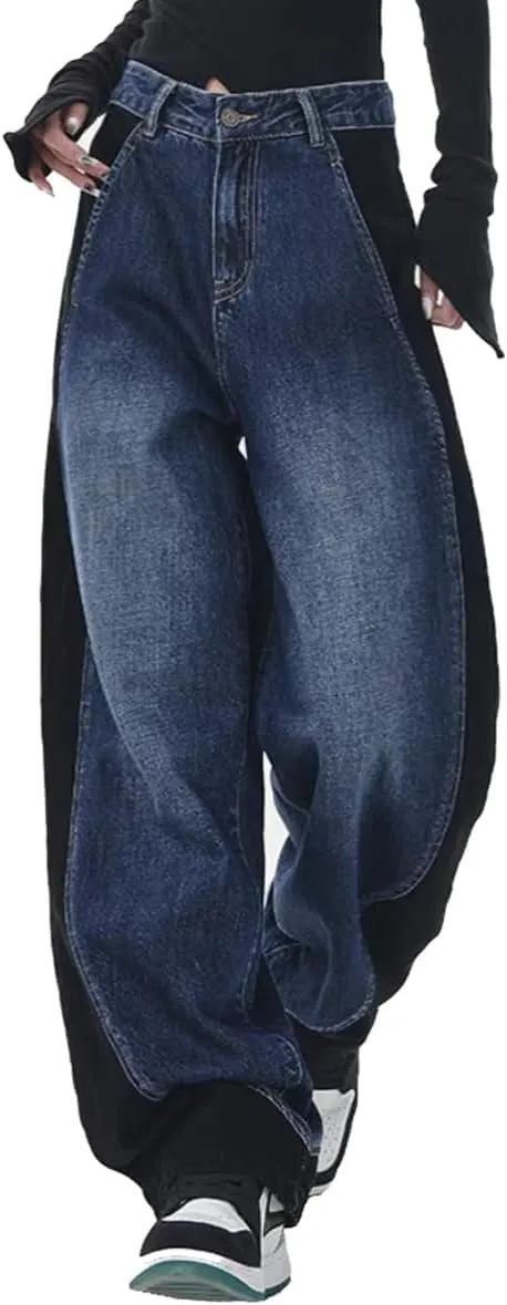 EMMIOL Jeans for Women Wide Leg Baggy Jeans High Waist Y2K Cargo Pants Casual Loose Boyfriends Trousers Vintage Streetwear