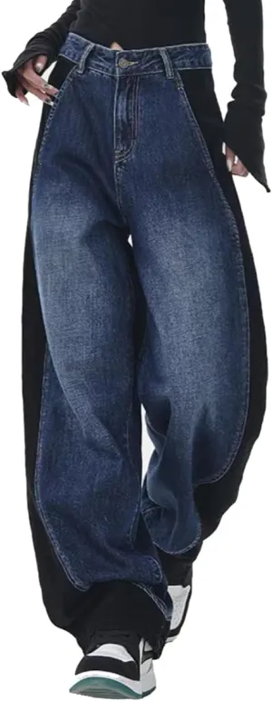 EMMIOL Jeans for Women Wide Leg Baggy Jeans High Waist Y2K Cargo Pants Casual Loose Boyfriends Trousers Vintage Streetwear