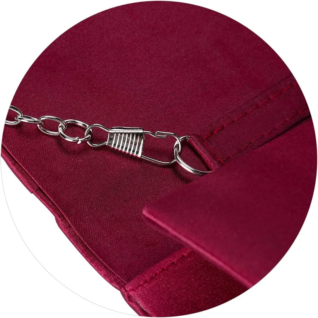 Evening Bags For Women Pleated Satin Rhinestone Brooch Prom Clutch Purse With Detachable Chain Strap