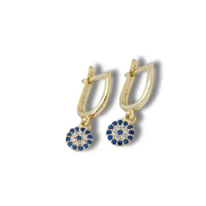 Evil Eye Dangle Drop Earrings, Evil Eye Dangles, 14K Gold Plated, Protection Earrings, Evil Eye Jewelry, Minimalist Jewelry, Handmade Jewelry, Gift for Her