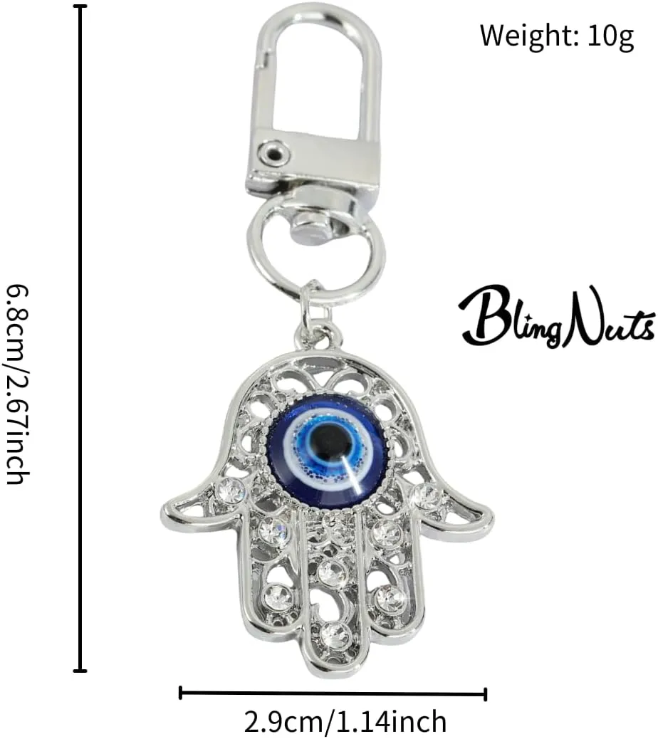 Evil Eye Fatima Hand Keychains for Women Car Key Ring Bag Purse Good Luck Amulet Protection Charm Family
