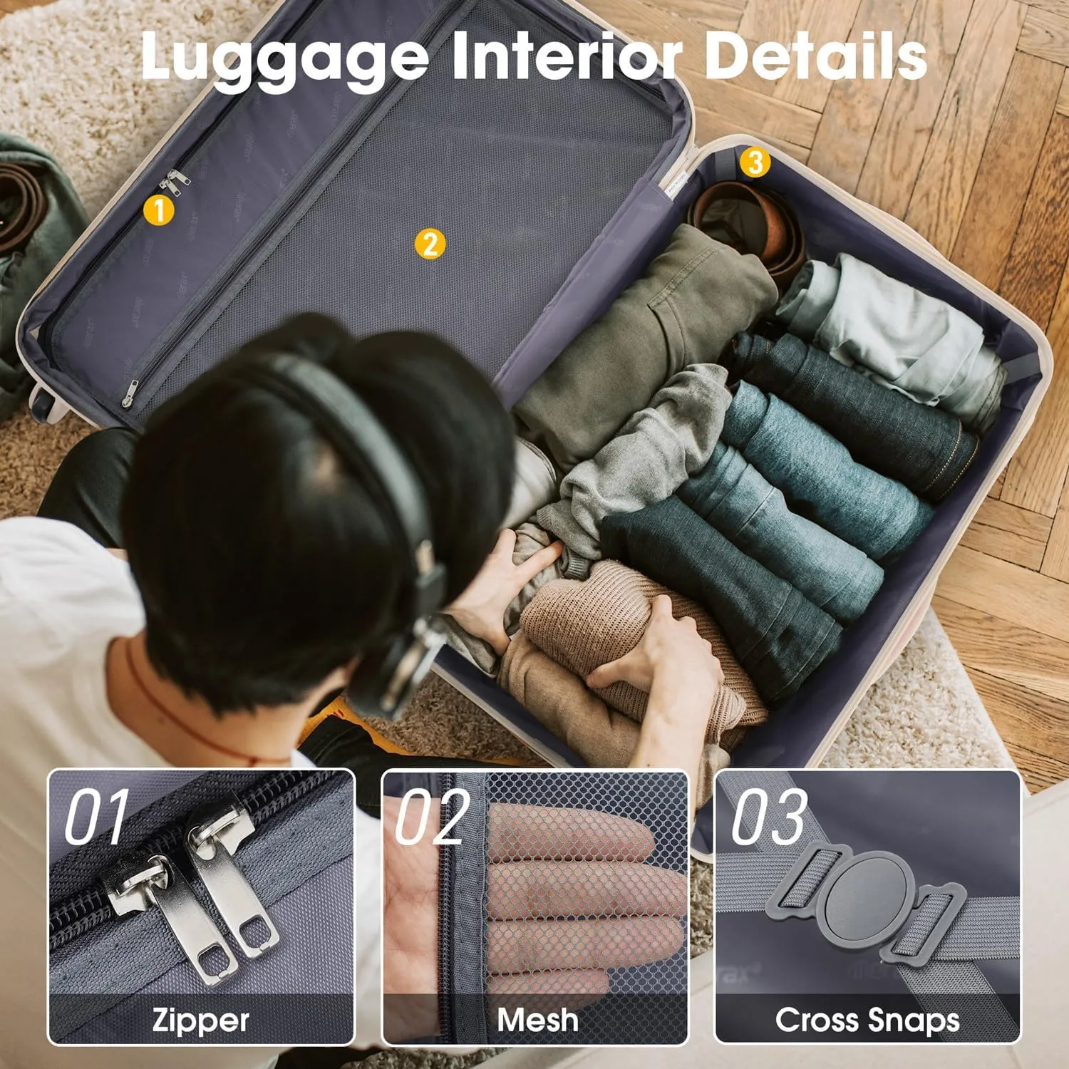 Expandable Carry-On Luggage Sets 3 Piece Suitcase Spinner Hardshell Lightweight TSA Lock, Travel Luggage Sets Carry on Luggage Suitcase Sets of 3, Hard Case Luggage Sets (Light Green)