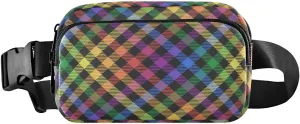 Fanny Pack for Women Men Rainbow Lgbt Tartan Belt Waist Pack Bum Bag Wallets for Running Cycling Hiking Travel Workout with Adjustable Strap