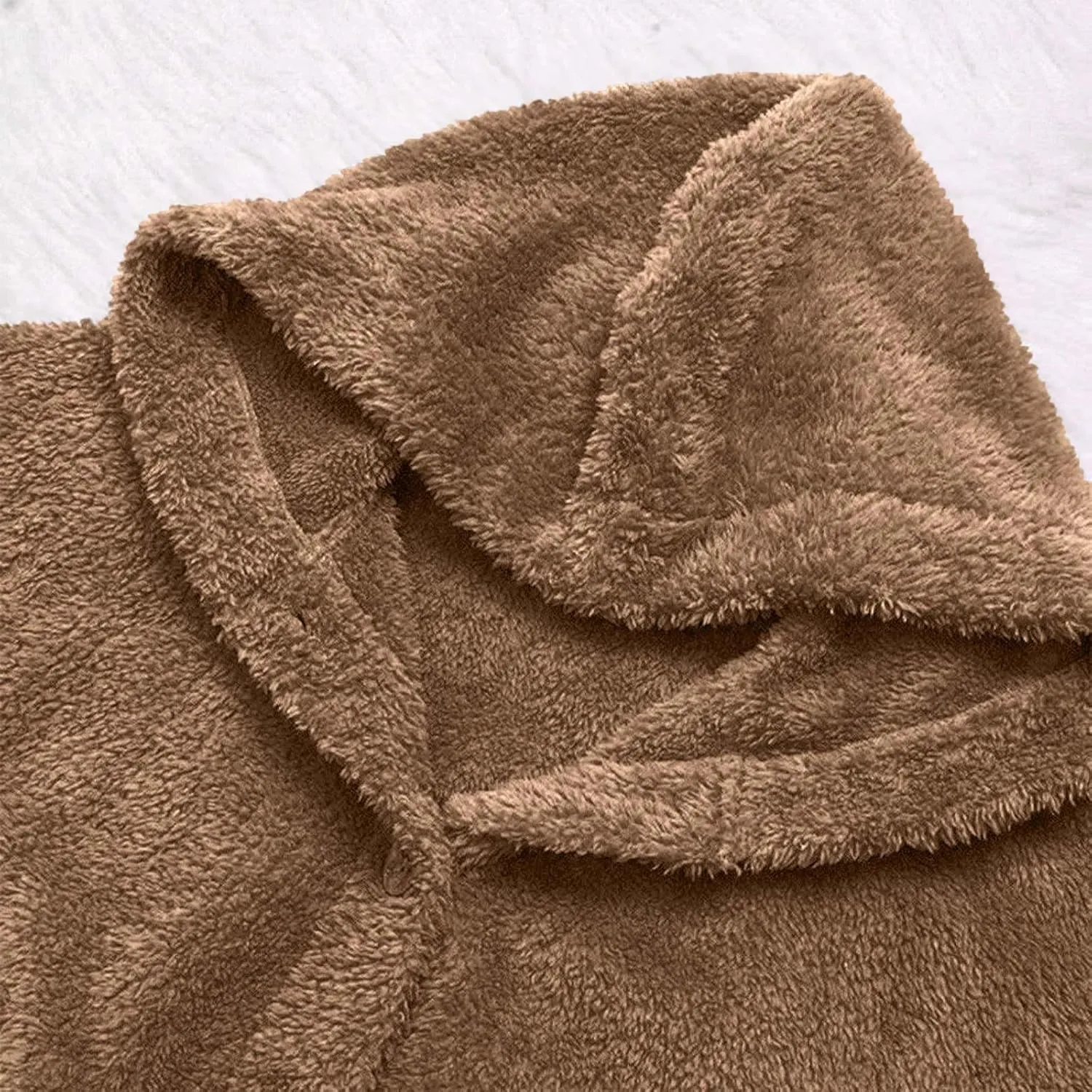 Fleece Coats for Women Plus Size Fuzzy Jacket Casual Hooded Warm Outerwear Solid Color Button Down Cardigan
