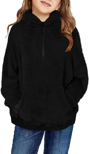Fleece Top for Toddlers Girls Boys Zip Up Hoodie Jackets Warm Fall Winter Coats Fuzzy Outerwear with Pockets