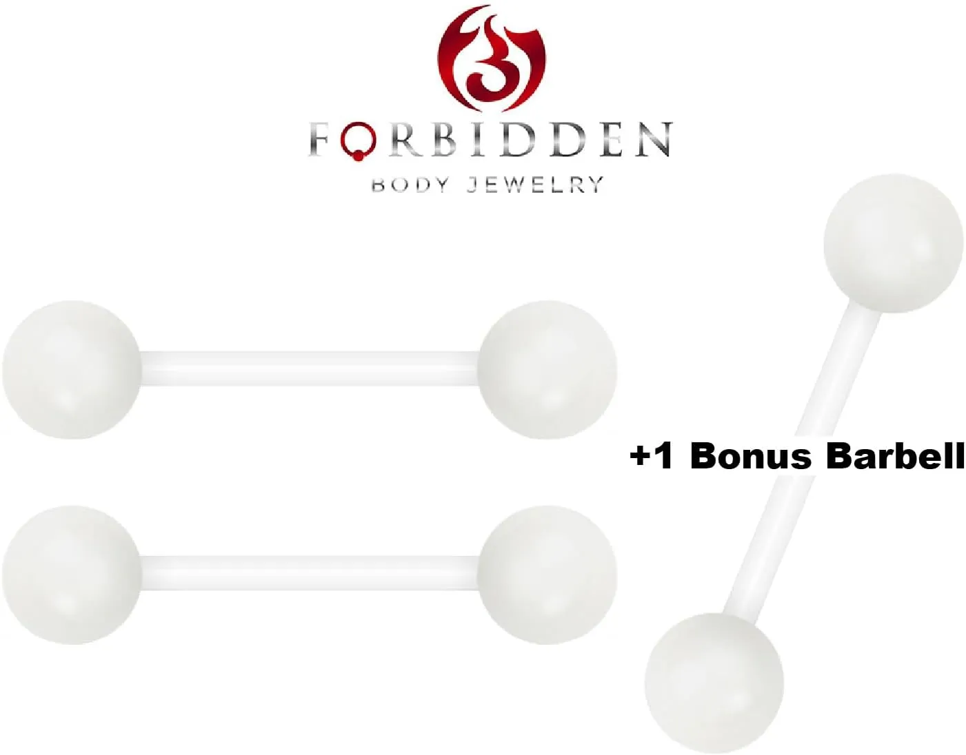 Forbidden Body Jewelry Nipple Rings, Tongue Rings, Nipple Piercing Jewelry, Nipple Jewelry, Flexible Acrylic Barbell Set 14G 16mm (5/8 Inch), 3 Pack