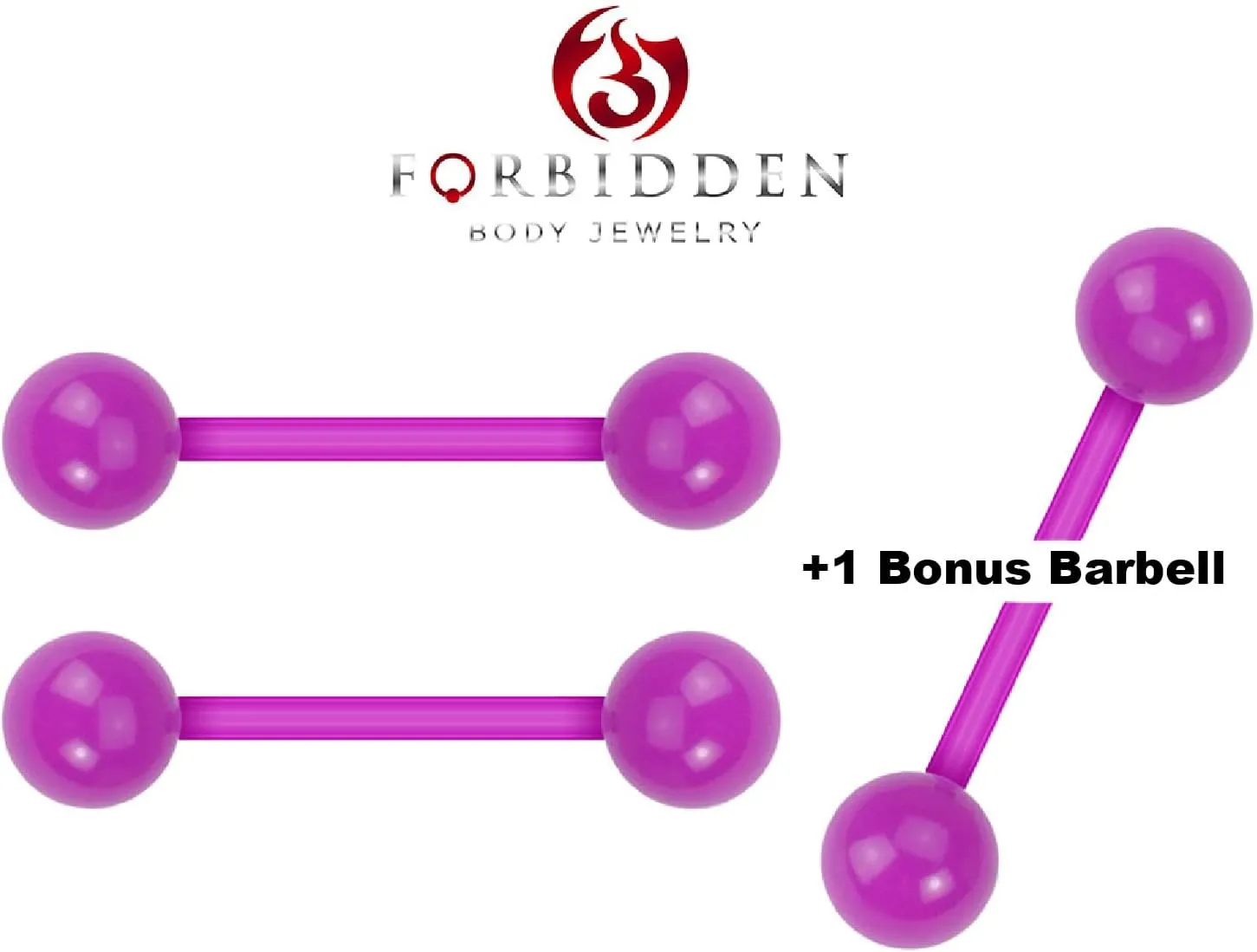 Forbidden Body Jewelry Nipple Rings, Tongue Rings, Nipple Piercing Jewelry, Nipple Jewelry, Flexible Acrylic Barbell Set 14G 16mm (5/8 Inch), 3 Pack