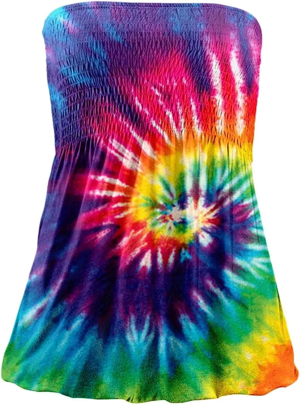 FRMUIC Womens Tube Tops Pleated Stretch Strapless Tanks Top Backless Sexy Casual Bandeau Top Summer Tunic Tanks Blouse Shirt