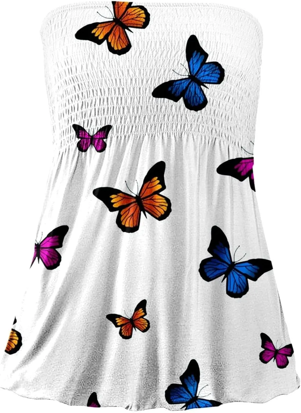 FRMUIC Womens Tube Tops Pleated Stretch Strapless Tanks Top Backless Sexy Casual Bandeau Top Summer Tunic Tanks Blouse Shirt