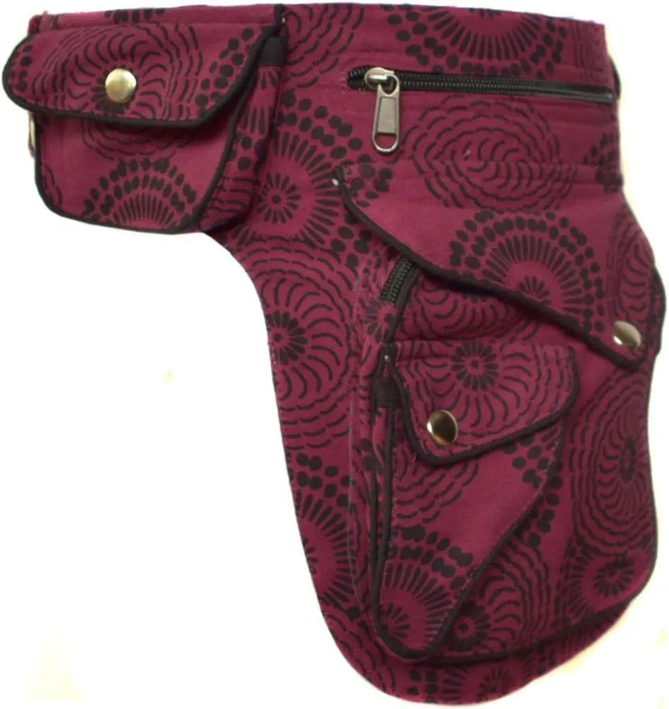Gheri Cotton Popper Waist Bag Pocket Fanny Pack Travel Pouch