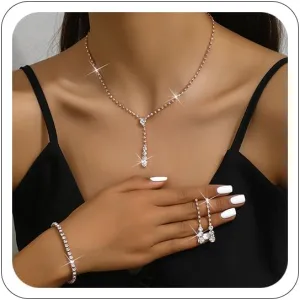 Gold Jewelry Set for Prom,Pearl Necklace Earrings Bracelet Crystal Bridal Wedding Prom Dresses Costume Jewelry Accessories Rhinestone Bridal Jewelry Set for Women