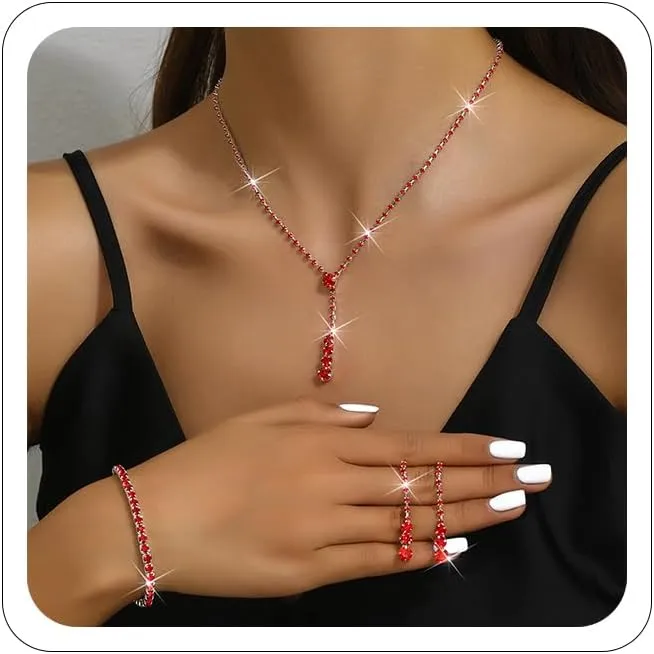 Gold Jewelry Set for Prom,Pearl Necklace Earrings Bracelet Crystal Bridal Wedding Prom Dresses Costume Jewelry Accessories Rhinestone Bridal Jewelry Set for Women