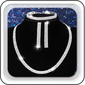 GORAIS Wedding Jewelry Sets Rhinestone Necklace Bridal Formal Jewelry for Women and Brides