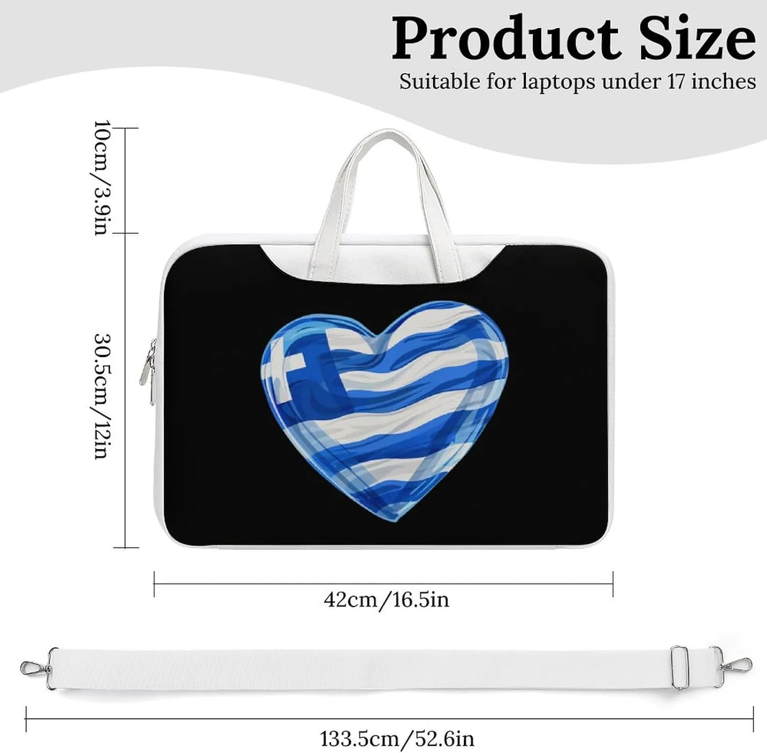 Greece Heart Art Flag Laptop Tote Bag Waterproof Computer Carrying Case Business Office Briefcase