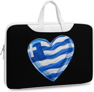 Greece Heart Art Flag Laptop Tote Bag Waterproof Computer Carrying Case Business Office Briefcase