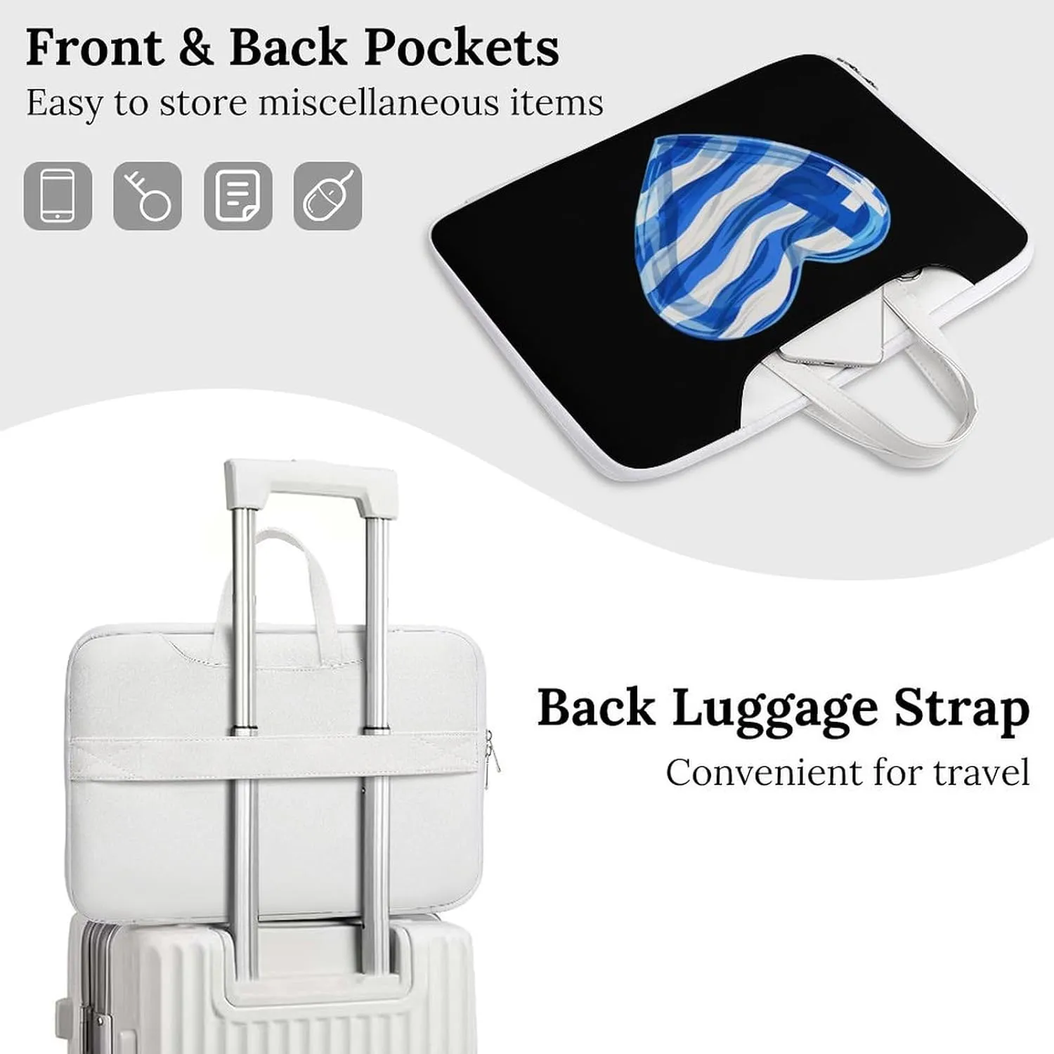 Greece Heart Art Flag Laptop Tote Bag Waterproof Computer Carrying Case Business Office Briefcase