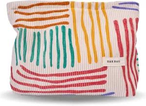 GRINKO Make Up Bag for Women, Corduroy Cosmetic Bags, Portable Pouch Travel Toiletry Bag, Small Makeup Organizer with Zipper Colorful