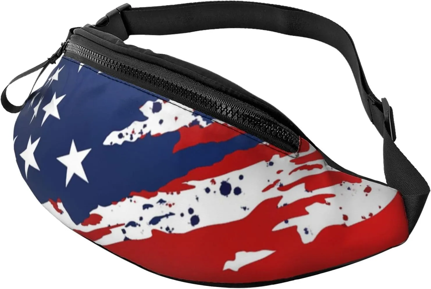 Grunge American Flag Waist Bag With Adjustable Belt Bag Fanny Pack Bum Bag For Men Women Traveling Hiking Cycling Running Pattern-44