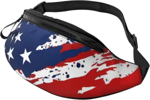 Grunge American Flag Waist Bag With Adjustable Belt Bag Fanny Pack Bum Bag For Men Women Traveling Hiking Cycling Running Pattern-44