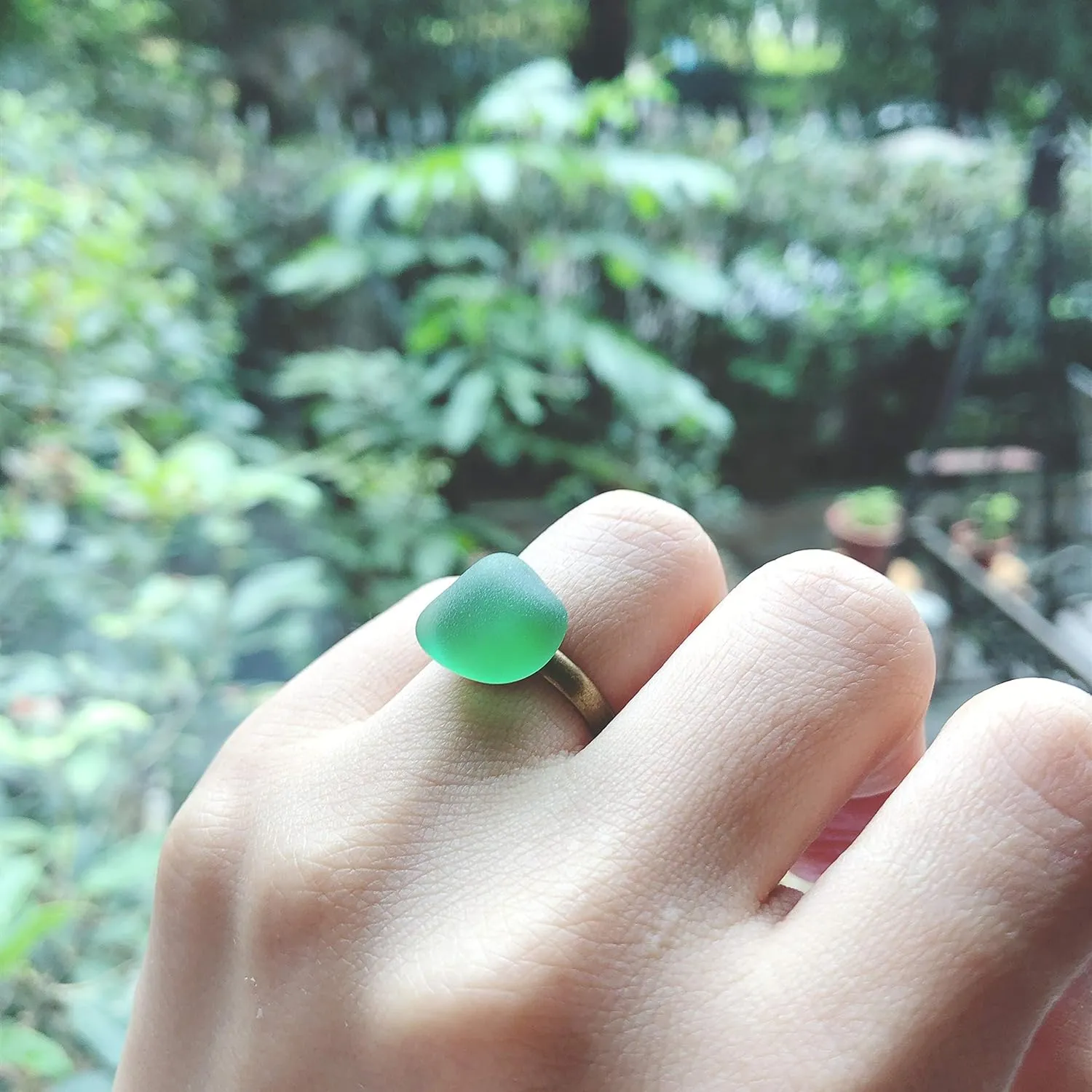 Handmade Vintage Style Sea Glass Open Ring, Sea Glass Jewelry, Beach Glass Jewelry