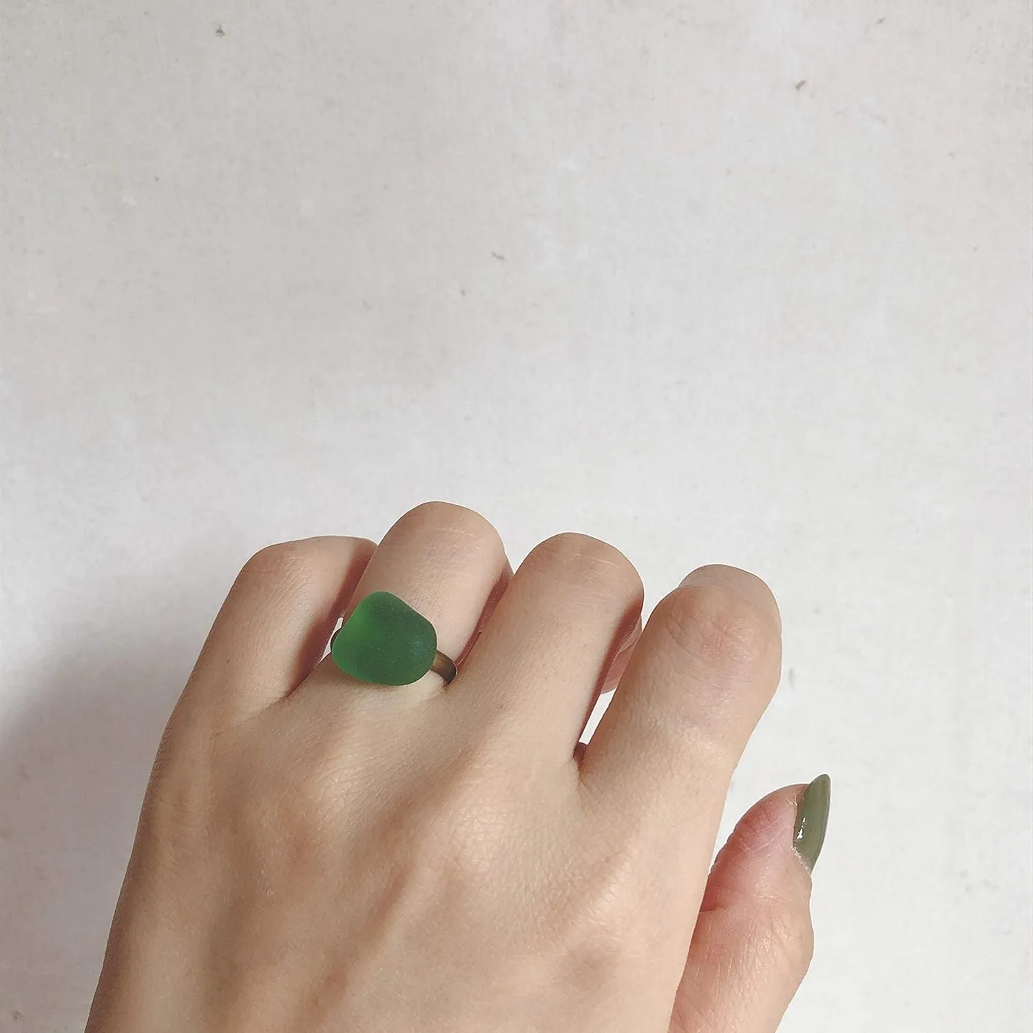 Handmade Vintage Style Sea Glass Open Ring, Sea Glass Jewelry, Beach Glass Jewelry