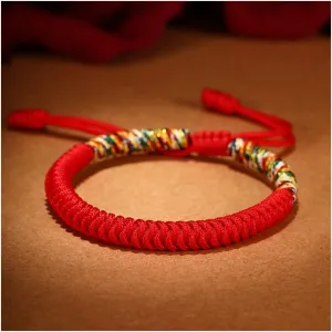 Handmade Weave Tibetan Buddhist Bracelets Men Women Woven Knots Bracelets Lucky Red String Bracelets for Protection