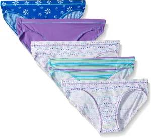 Hanes Ultimate Girls' Underwear, Cotton Stretch Panties, Briefs, Bikinis, & Hipsters, 5-Pack