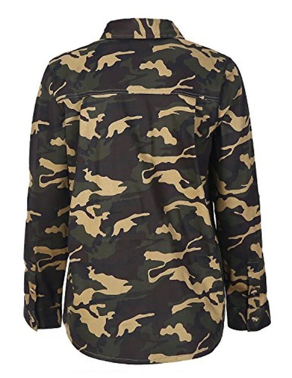 HaoDuoYi Women Casual Military Camouflage Lightweight Button Tops Shirt