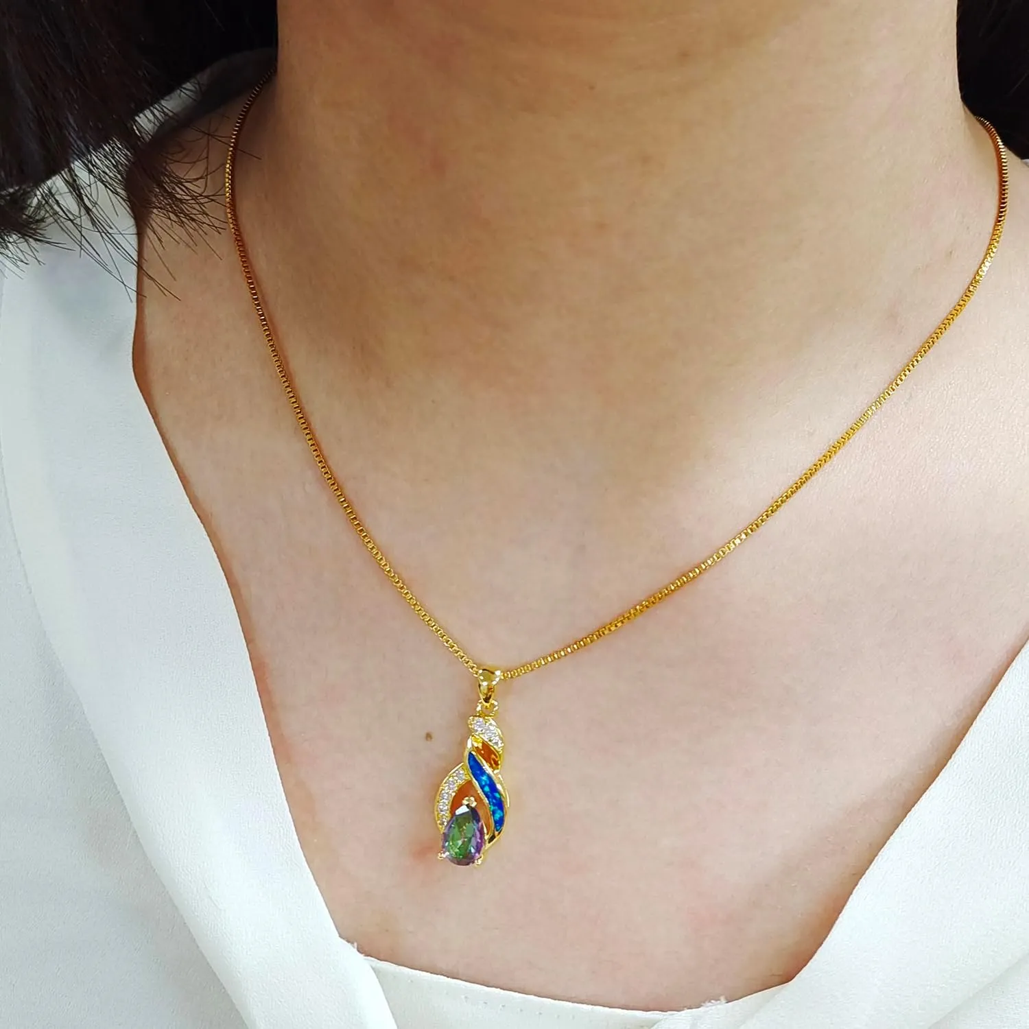 Hermosa Jewelry Sets Australian Created Opal Necklace Earrings Mother's Day Gifts Jewelry for Mom