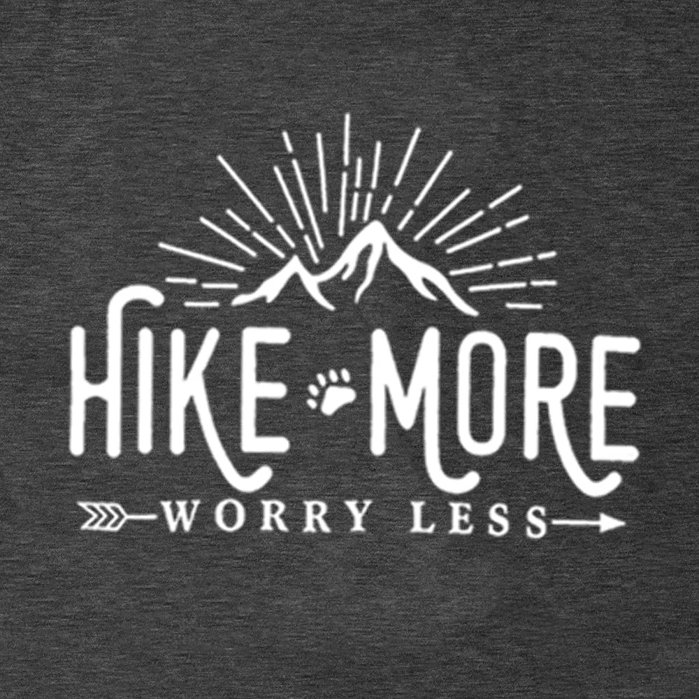 Hiking Shirt for Women Adventure Mountain Graphic Athletic Shirts Funny Hike More Worry Less Tee Tops