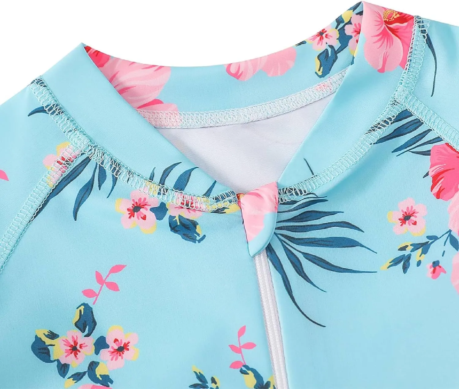 HILEELANG Little Girls Long Sleeve Rash Guard Swimsuit Sun Protection Half Zip One Piece Bathing Suit 3-10 Years