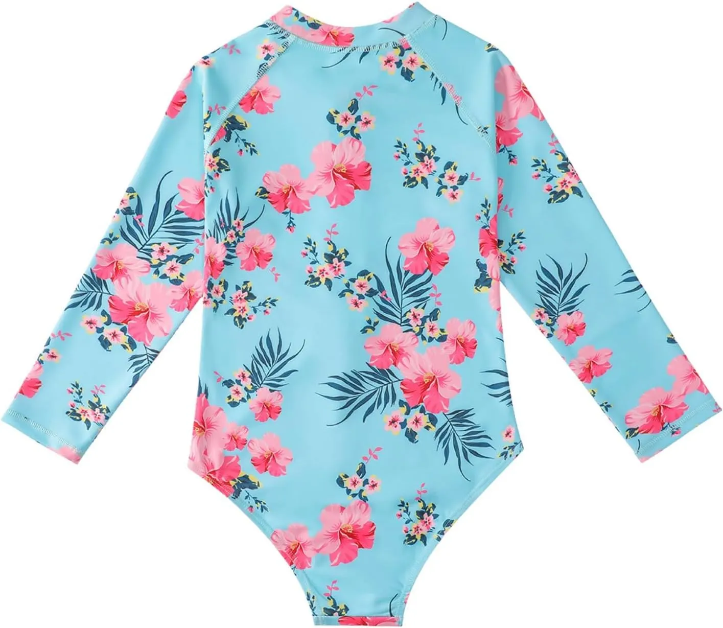 HILEELANG Little Girls Long Sleeve Rash Guard Swimsuit Sun Protection Half Zip One Piece Bathing Suit 3-10 Years