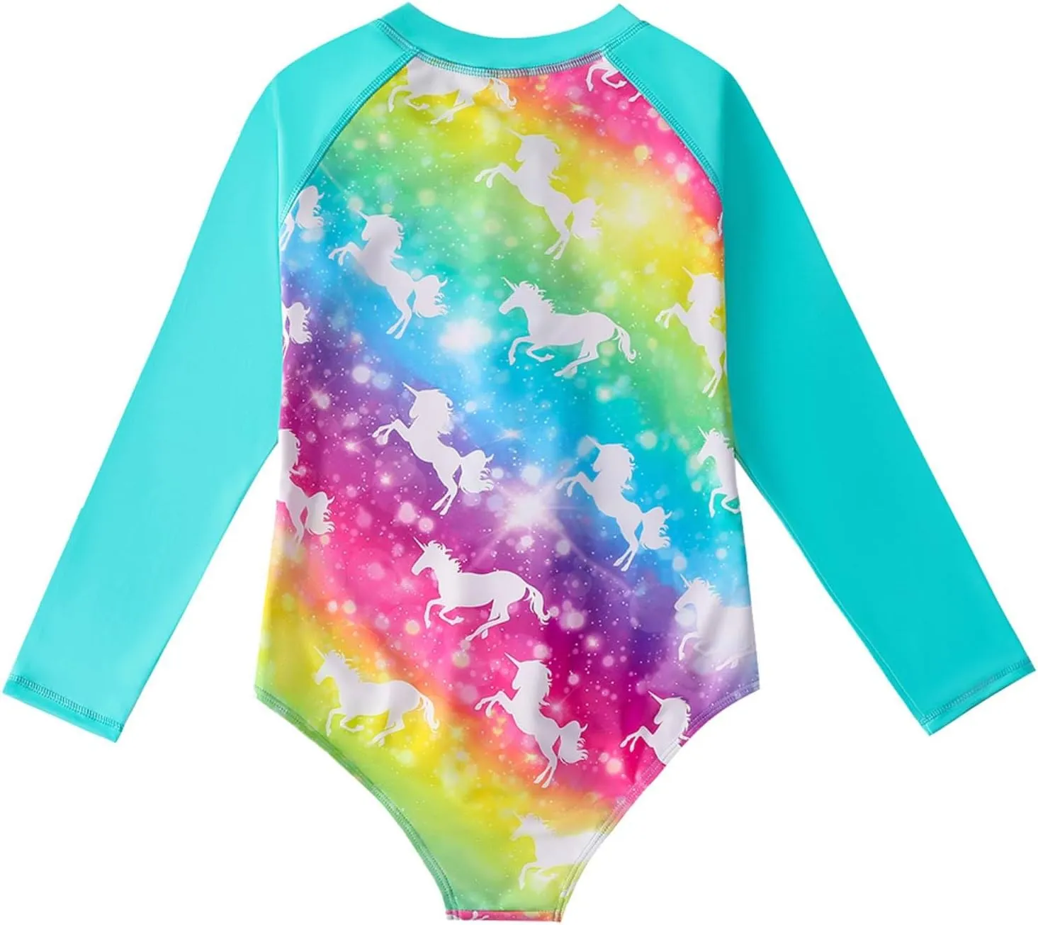 HILEELANG Little Girls Long Sleeve Rash Guard Swimsuit Sun Protection Half Zip One Piece Bathing Suit 3-10 Years