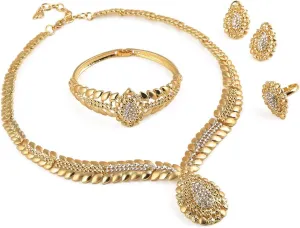 Huangshanshan 24K Gold Plated Jewelry Set White Stone Choker Jewelry Set Habesha Eritrea