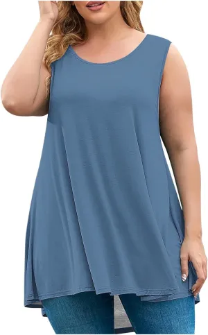 Hvyesh Plus Size Tunic Tops for Women Dressy Tank Tops 2025 Plus Size Loose Fit Dressy Loose Flowy Tank Tops