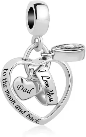 I Love You Charm Compatible with Pandora Bracelet Daughter Mom Love Heart Gift Women Anniversary Birthday Mothers Day