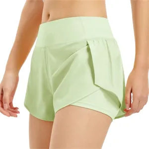 ICEGIA Women's Running Shorts Elastic High Waisted Shorts Pocket Sporty Workout Shorts Quick Dry Athletic Shorts Pants