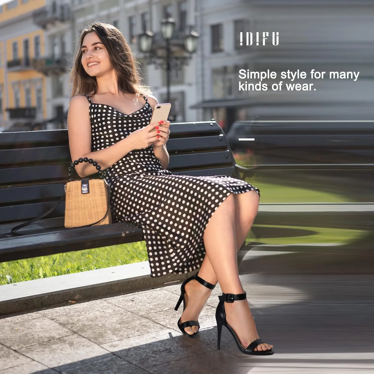 IDIFU Women's High Heels for Women Dressy Stiletto Heels Open Toe Heels Ankle Strap Heeled Sandals for Women on Wedding Party Homecoming