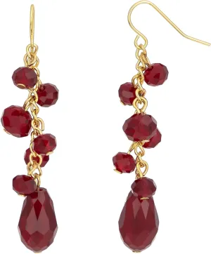 Jewelry Red and Gold Beaded Shaky Earrings, Fashion Jewelry, Statement Accessory, Gold-Tone