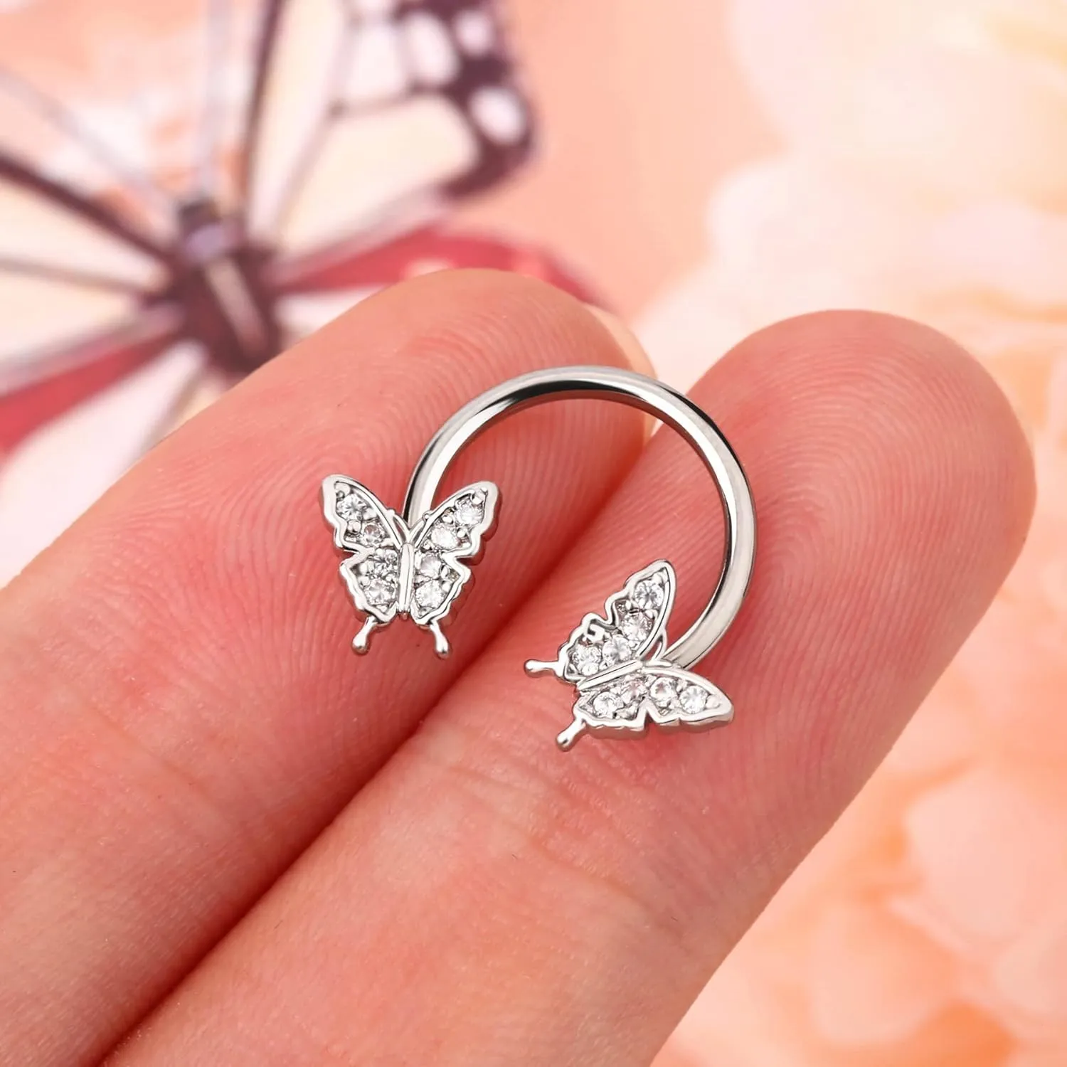 Jewseen 16G Septum Ring Butterfly Septum Jewelry CZ Septum Piercing Jewelry Cartilage Earring Helix Conch Daith Piercing Jewelry Cartilage Hoop for Women Men
