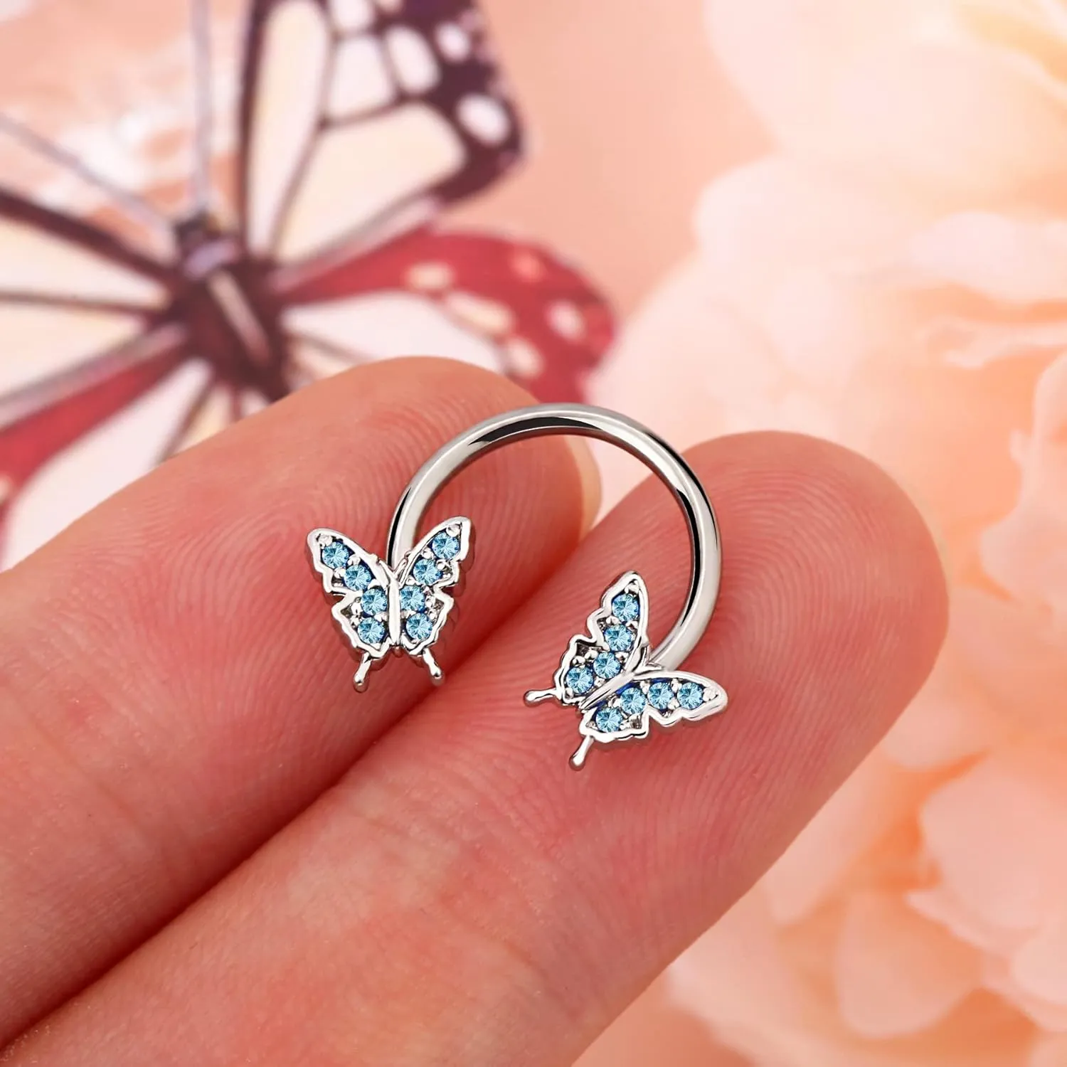 Jewseen 16G Septum Ring Butterfly Septum Jewelry CZ Septum Piercing Jewelry Cartilage Earring Helix Conch Daith Piercing Jewelry Cartilage Hoop for Women Men